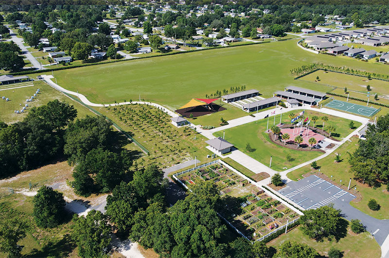 Aerial of Veterans Park On Top of the World Communities Ocala, FL