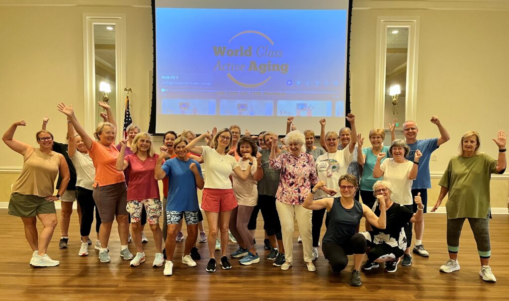 On Top of the World Residents pose after the launch of the NEW World-Class Active Aging Virtual Classes 
