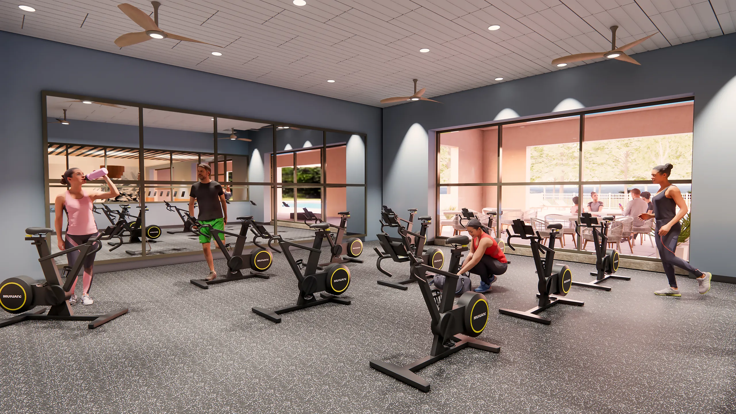 interior rendering of Azura Fitness