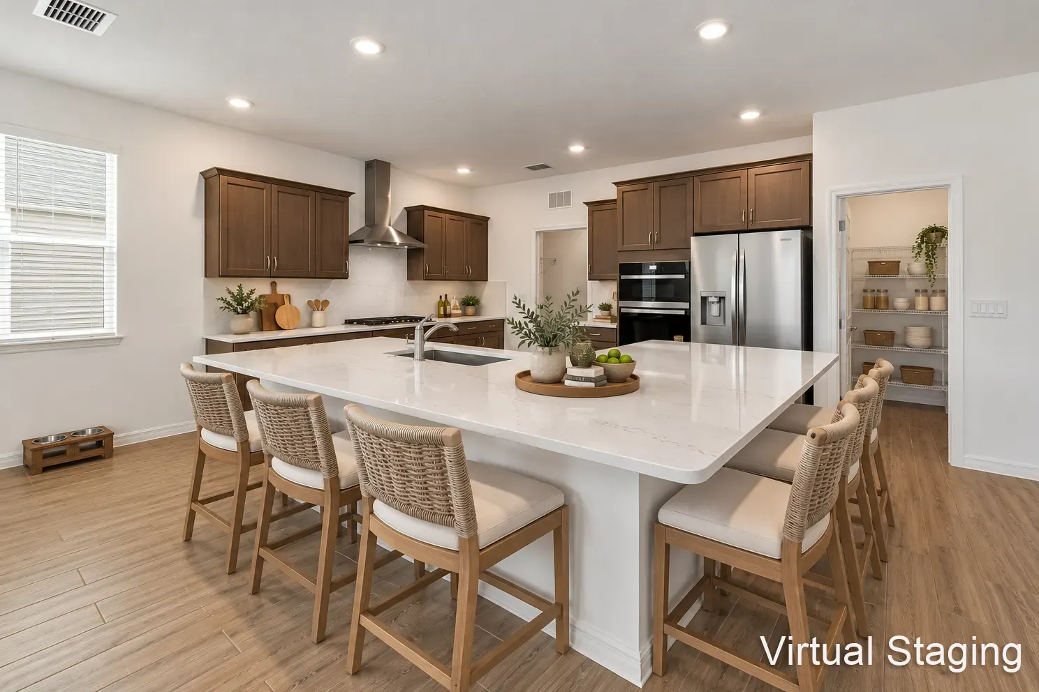 MIR_10354-SW-105th-Terrace-Ocala_Lot128_kitchen copy modern, open kitchen with large countertops and two colored kitchen shaker cabinets in Ocala Florida perfect for retiring