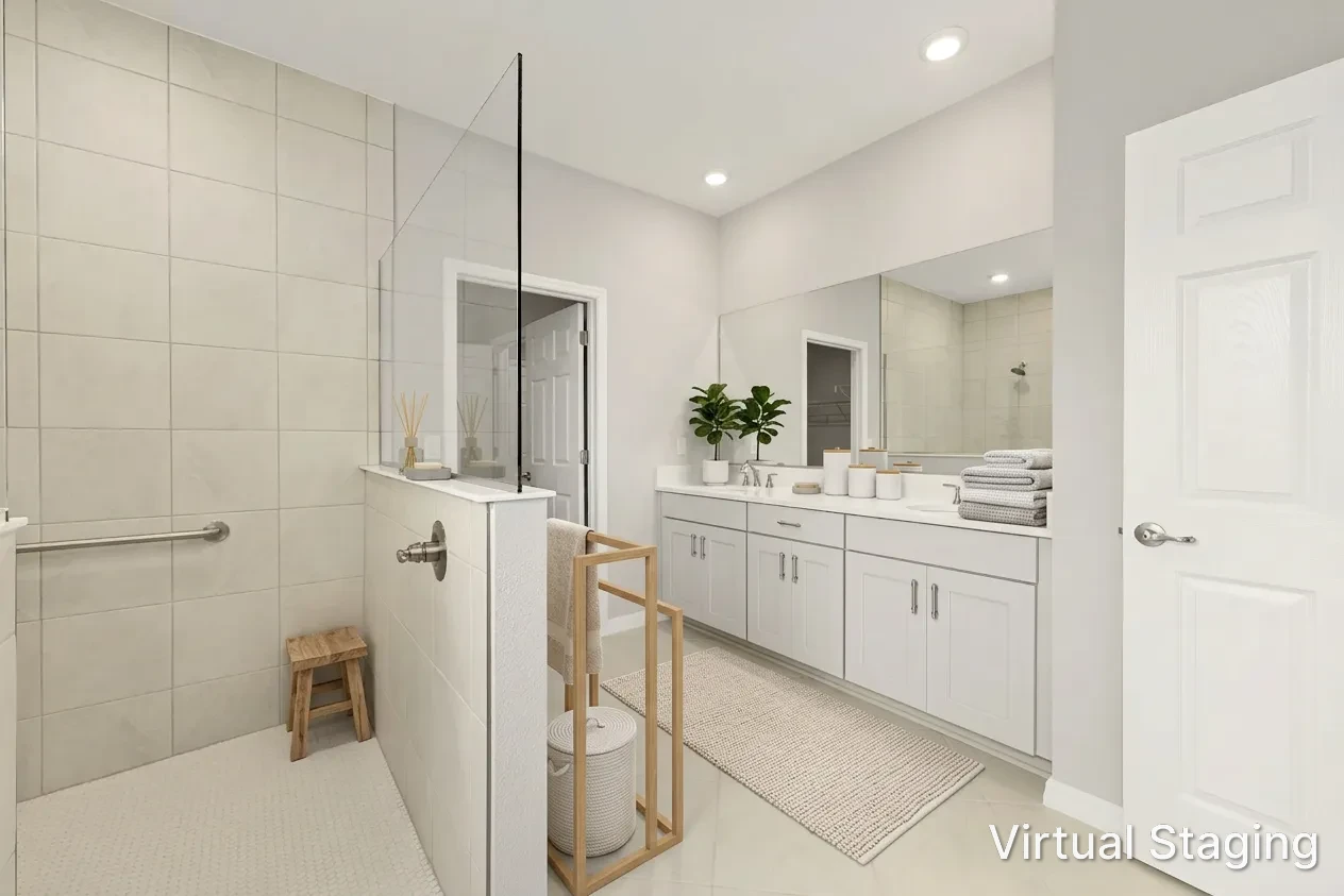 MIR_10355-SW-105th- Terrace-Ocala-lot-145-bathroom new construction large open floor plan home for sale in Ocala FL in amazing community to retire, large bathroom with white cabinets , lots of space, walk in shower and two sinks