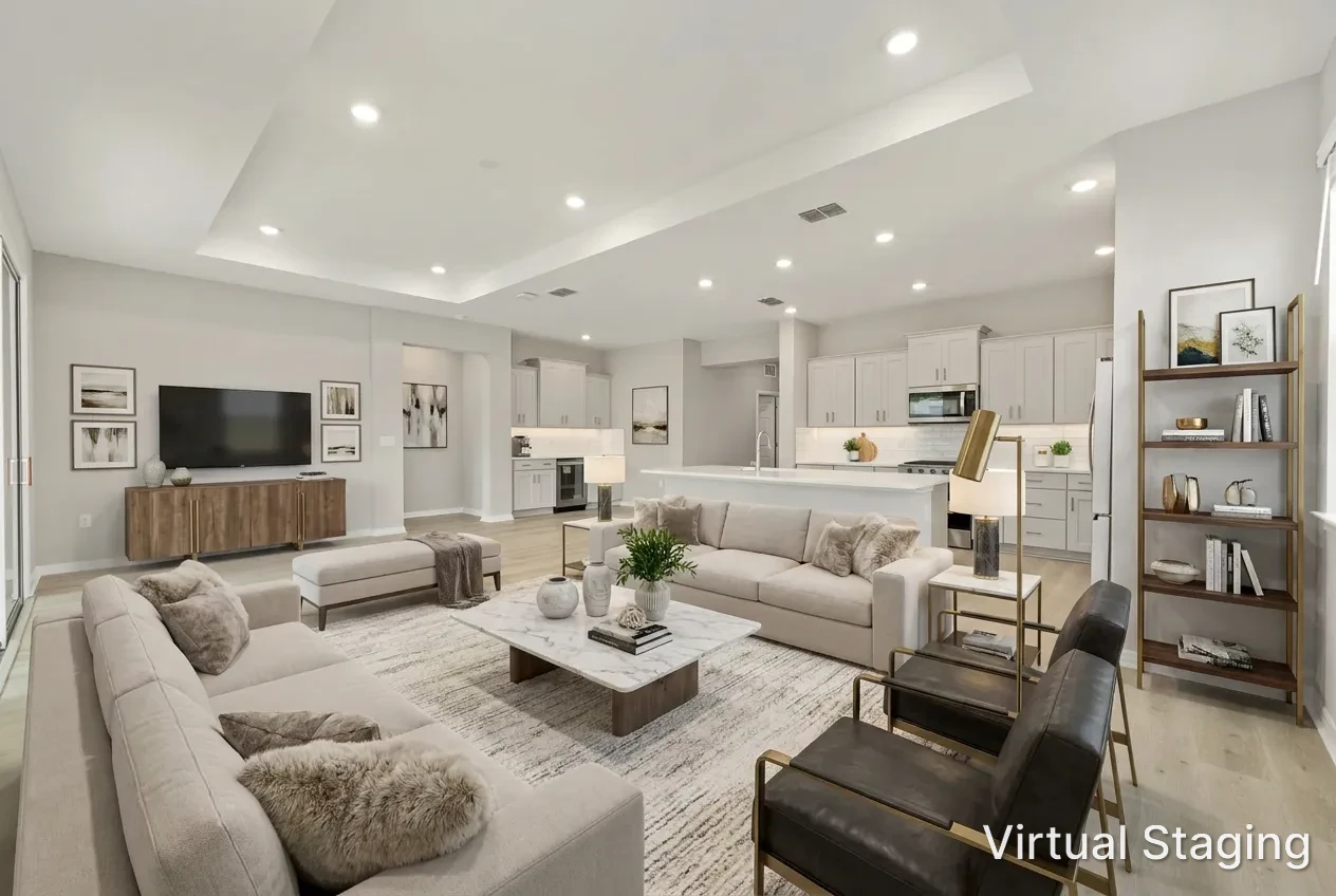 MIR_10355-SW-105th- Terrace-Ocala-lot-145-living roo, new construction large open floor plan home for sale in Ocala FL in amazing community to retire, large living room and kitchen with white cabinets and lots of space