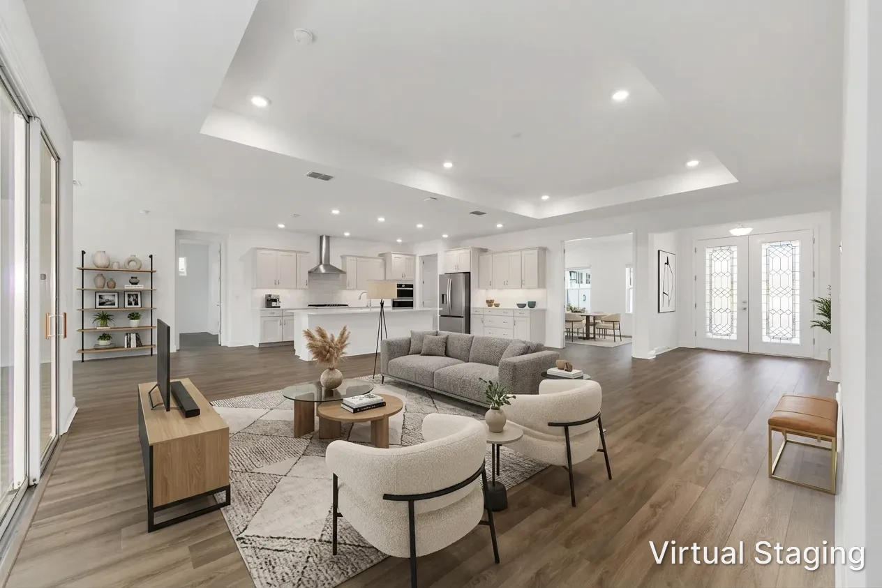 MIR_10529-SW-96th-Lane-Road-Ocala-Lot11-living-room Northampton model - modern living room, kitchen with large open floor n Longleaf Ridge Community in Ocala Florida